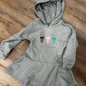 Gray Hoodie Dress with Ice Cream Design